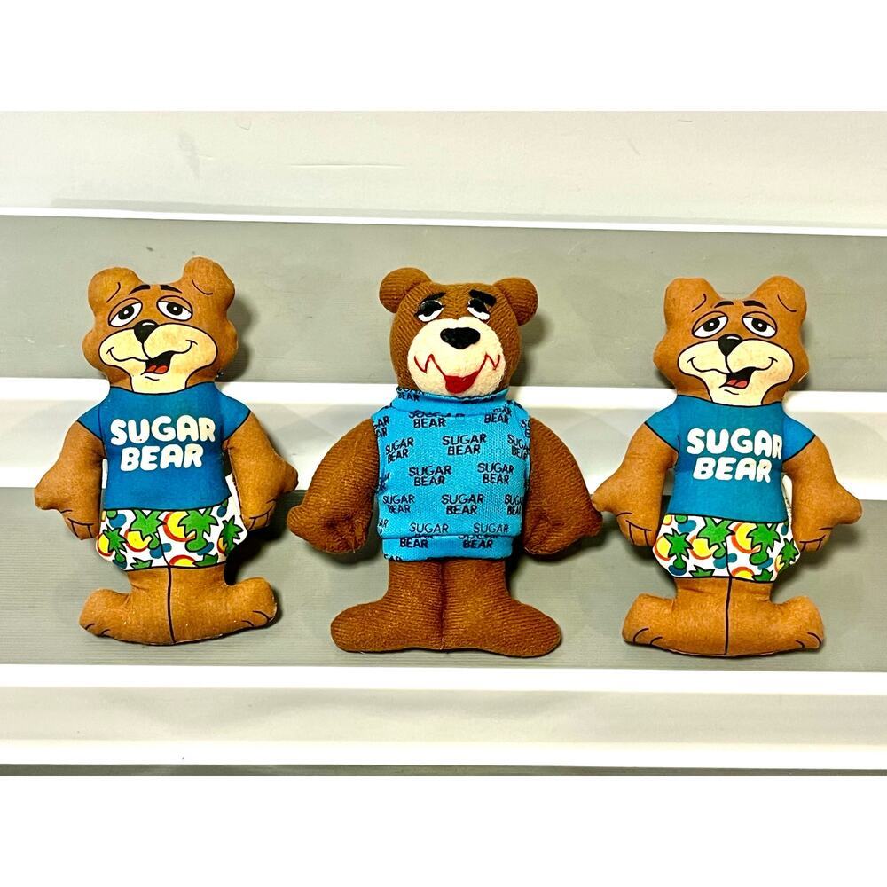 3 Sugar Bear Plush mini bean bag Post Cereal crunch crisp figure advertising toy